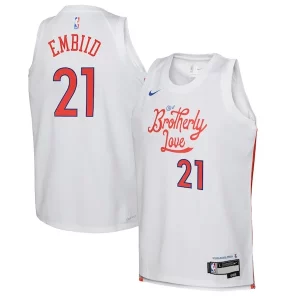 Joel Embiid Philadelphia 76ers Nike Youth Distingué 2022/23 Swingman Jersey City Edition White - Parfait pour le match jour - Montrez votre support avec style