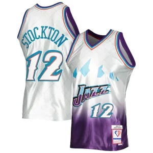 John Stockton Utah Jazz 1996/97 Hardwood Classics 75th Anniversary Swingman Jersey Platinum Haut de gamme - Édition limitée - Uniques dans leur genre