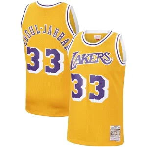 Kareem Abdul Jabbar Los Angeles Lakers Vibrant Hardwood Classics Swingman Jersey Gold/Purple - Pour les joueurs de basketball amateurs - Adapté à tous les styles de jeu