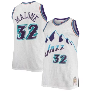Karl Malone Uniques Utah Jazz 1996/97 Big & Tall Hardwood Classics Swingman Jersey White/Purple - Maillot de championnat - Revivez les victoires glorieuses