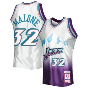 Karl Malone Utah Jazz 1996/97 Hardwood Classics 75th Anniversary Swingman Haut de gamme Jersey Platinum - Pour les fans de la ligue - Un maillot authentique de la compétition