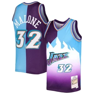 Karl Malone Utah Jazz Hardwood Classics 1996/97 Split Swingman Jersey Moderne Purple/Turquoise - Maillot authentique - Reproduit avec soin