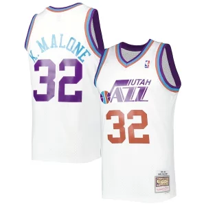 Karl Uniques Malone Utah Jazz 1991/92 Hardwood Classics Reload 3.0 Swingman Jersey White - Pour les joueurs de basketball amateurs - Adapté à tous les styles de jeu