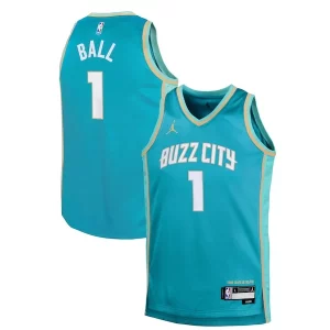 LaMelo Ball Charlotte Hornets Jordan Brand Youth Swingman Replica Jersey City Edition Sophistiqué Teal - Pour les fans de la ligue - Un maillot authentique de la compétition