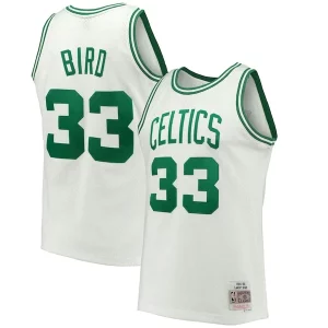 Larry Bird Boston Personalisable Celtics Hardwood Classics 1985/86 Swingman Jersey White/Kelly Green - Maillot de championnat - Revivez les victoires glorieuses