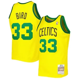 Larry Haut de gamme Bird Boston Celtics 1985 86 Hardwood Classics Reload 3.0 Swingman Jersey Gold - Fait à la main - Un produit unique et de qualité