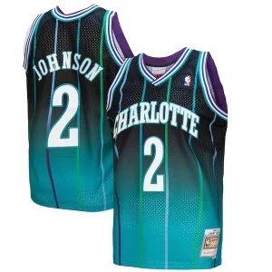 Larry Johnson Charlotte Hornets 1992/93 Collectible Hardwood Classics Fadeaway Swingman Player Jersey Teal/Black - Livraison gratuite - Économisez sur les frais d'expédition