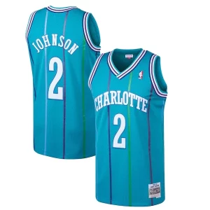 Larry Johnson Charlotte Hornets 1992/93 Hardwood Admirable Classics Swingman Jersey Teal - Fait à la main - Un produit unique et de qualité
