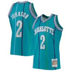 Larry Johnson Charlotte Hornets 1996/97 Hardwood Classics NBA 75th Anniversary Diamond Unique Swingman Jersey Teal - Stock limité - Commandez vite votre maillot exclusif