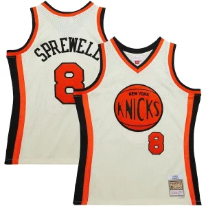Latrell Sprewell New York Knicks Unique Chainstitch Swingman Jersey Cream - Maillot de marque reconnue - Faites confiance à la qualité