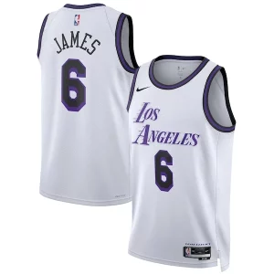 LeBron James Haut de gamme Los Angeles Lakers Nike Unisex 2022/23 Swingman Jersey City Edition White - Maillot de collection - Un bijou pour les amateurs
