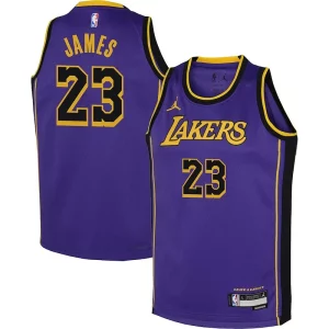 LeBron James Splendide Los Angeles Lakers Jordan Brand Youth Performance Swingman Jersey Statement Purple - Édition limitée - Uniques dans leur genre