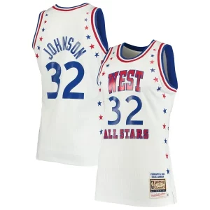 Magic Johnson Los Angeles Lakers 1983 NBA All Star Game Hardwood Classics Authentic Jersey White Prime - Édition limitée - Uniques dans leur genre