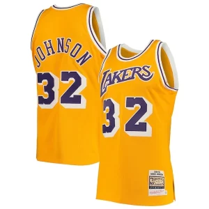 Magic Johnson Los Angeles Lakers 1984/85 Hardwood Classics Authentic Jersey Élégant Gold/Purple - Nouvelle arrivée - Êtes-vous prêt pour la saison ?
