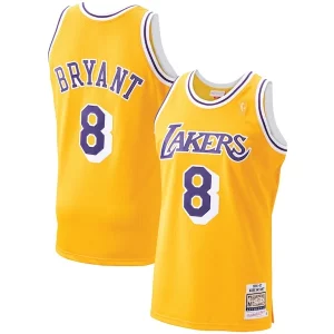 Men's Los Angeles Lakers Kobe Bryant Gold 1996 97 Éclatant Hardwood Classics Authentic Player Jersey - Pour les fans de la ligue - Un maillot authentique de la compétition