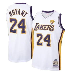 Men's Los Angeles Lakers Kobe Bryant White 2009 10 Hardwood Classics Authentic Distingué Jersey - Édition limitée - Uniques dans leur genre