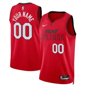Miami Heat Nike Exceptionnel Unisex 2024/25 Custom Swingman Jersey City Edition Red - Maillot authentique - Reproduit avec soin