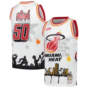 Miami Heat x Magnifique Tats Cru Hardwood Classics Fashion Jersey White - Livraison gratuite - Économisez sur les frais d'expédition