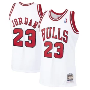 Michael Jordan Chicago Bulls 1997/98 Hardwood Classics Distingué Authentic Jersey White/Black/Scarlet - Nouvelle arrivée - Êtes-vous prêt pour la saison ?