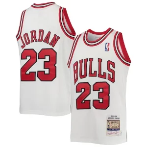 Michael Jordan Chicago Bulls Youth Magnifique 1997/98 Hardwood Classics Authentic Jersey White/Black/Red - Fait à la main - Un produit unique et de qualité