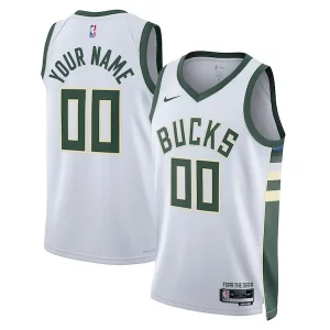 Milwaukee Bucks Nike Unisex Authentique Swingman Custom Jersey White Association Edition - Pour les joueurs de basketball amateurs - Adapté à tous les styles de jeu