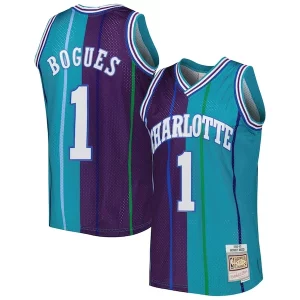 Muggsy Bogues Charlotte Hornets Hardwood Classics Unique 1992/93 Split Swingman Jersey Teal/Purple - Événement exclusif - Soyez l'un des premiers à avoir ce maillot