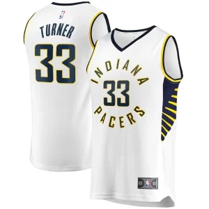 Myles Éclatant Turner Indiana Pacers Fast Break Replica Player Jersey White Association Edition - Pour les matchs d'athlétisme - Restez frais et confortable