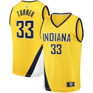 Myles Turner Indiana Pacers Incontournable Fast Break Replica Jersey Statement Edition Gold - Édition commemorative - Souvenez-vous des moments inoubliables