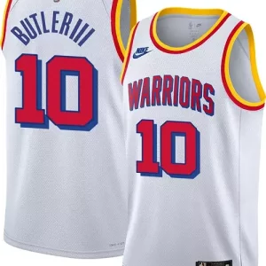 Nike Adult Golden State Warriors Jimmy Butler #10 Hardwood Magnifique Classic White Jersey - Maillot de championnat - Revivez les victoires glorieuses