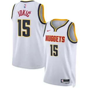 Nikola Jokic Denver Nuggets Nike Personalisable Unisex Swingman Jersey Association Edition White/Navy - Édition commemorative - Souvenez-vous des moments inoubliables