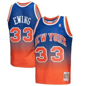 Patrick Ewing New Authentique York Knicks 1991/92 Hardwood Classics Fadeaway Swingman Player Jersey Orange/Royal - Garantie satisfaction - Si vous n'êtes pas satisfait
