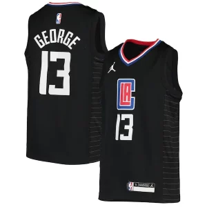 Paul George Haut de gamme LA Clippers Jordan Brand Youth 2020/21 Swingman Player Jersey Black Statement Edition - Idéal pour les soirées de sport - Montrez votre style