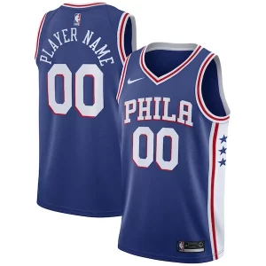 Philadelphia 76ers Nike Bold Swingman Custom Jersey Blue Icon Edition - Édition commemorative - Souvenez-vous des moments inoubliables