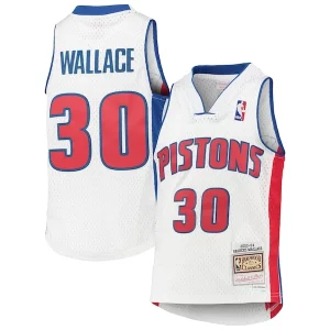 Rasheed Wallace Collectible Detroit Pistons Youth 2003/04 Hardwood Classics Swingman Jersey White - Maillot de championnat - Revivez les victoires glorieuses