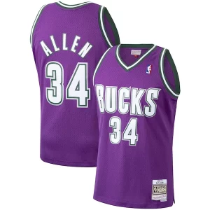 Ray Allen Milwaukee Bucks 2000/01 Hardwood Classics Swingman Jersey Purple Éclatant - Pour les matchs d'athlétisme - Restez frais et confortable