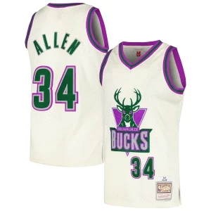 Ray Refiné Allen Milwaukee Bucks Chainstitch Swingman Jersey Cream - Livraison gratuite - Économisez sur les frais d'expédition