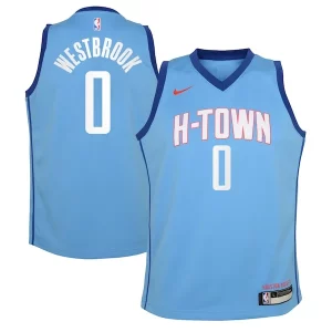 Russell Westbrook Houston Rockets Nike Youth 2020/21 Haut de gamme Swingman Jersey Blue City Edition - Pour les matchs d'athlétisme - Restez frais et confortable