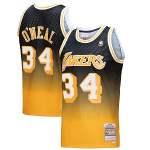 Shaquille O'Neal Los Angeles Lakers 1996/97 Hardwood Classics Fadeaway Swingman Player Jersey Classique Gold/Black - Maillot authentique - Reproduit avec soin