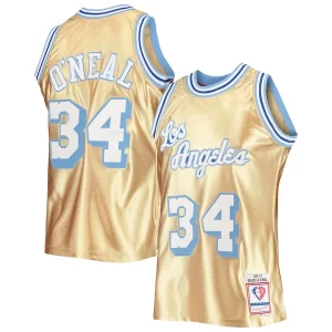 Shaquille O'Neal Los Angeles Lakers 75th Anniversary 1996/97 Hardwood Classics Swingman Jersey Gold Incontournable - Pour les joueurs de basketball amateurs - Adapté à tous les styles de jeu