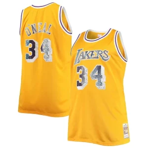 Shaquille O'Neal Los Angeles Lakers Big & Tall 1996 97 NBA 75th Anniversary Éclatant Diamond Swingman Jersey Gold - Maillot de qualité supérieure - Durable et résistant