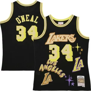 Shaquille O'Neal Los Angeles Lakers Vibrant 1996/97 Swingman Sidewalk Sketch Jersey Black - Maillot de qualité supérieure - Durable et résistant