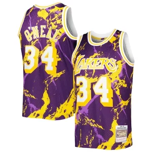 Shaquille O'Neal Los Angeles Stylish Lakers 1996/97 Hardwood Classics Marble Swingman Jersey Purple - Confort et style combinés - Pour un look exceptionnel