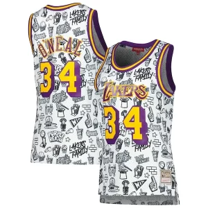 Shaquille O'Neal Los Commémoratif Angeles Lakers Women's 1996 Doodle Swingman Jersey White - Offre d'achat groupé - Achetez avec vos amis et économisez