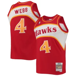 Spud Webb Atlanta Hawks Authentique Hardwood Classics Swingman Jersey Red - Pour les joueurs de basketball amateurs - Adapté à tous les styles de jeu