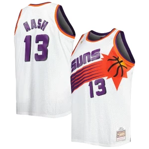 Steve Nash Phoenix Suns Big & Tall Hardwood Classics 1996/97 Swingman Jersey White/Black Vibrant - Maillot de championnat - Revivez les victoires glorieuses
