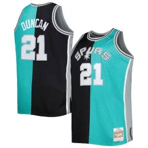 Tim Duncan San Antonio Spurs Big & Authentique Tall Hardwood Classics 1998/99 Split Swingman Jersey Black/Teal - Design innovant - Écarte-vous du commun des mortels