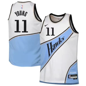 Trae Young Atlanta Hawks Nike Youth 2024/25 Swingman Player Jersey City Confortable Edition White - Pour les matchs d'athlétisme - Restez frais et confortable