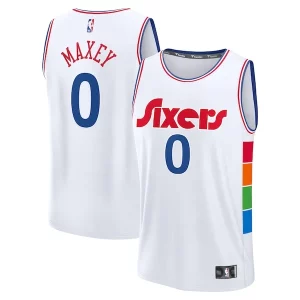 Tyrese Maxey Philadelphia 76ers 2024/25 Fast Break Player Jersey City Personalisable Edition White - Garantie satisfaction - Si vous n'êtes pas satisfait