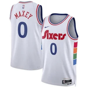 Tyrese Maxey Philadelphia 76ers Nike Unisex 2024/25 Swingman Player Jersey Collectible City Edition White - Idéal pour les collectionneurs - Qualité premium garantie