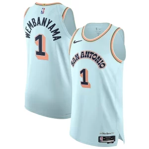 Victor Wembanyama San Antonio Spurs Nike 2024/25 Authentic Player Jersey City Luxueux Edition Light Blue - Maillot de marque reconnue - Faites confiance à la qualité
